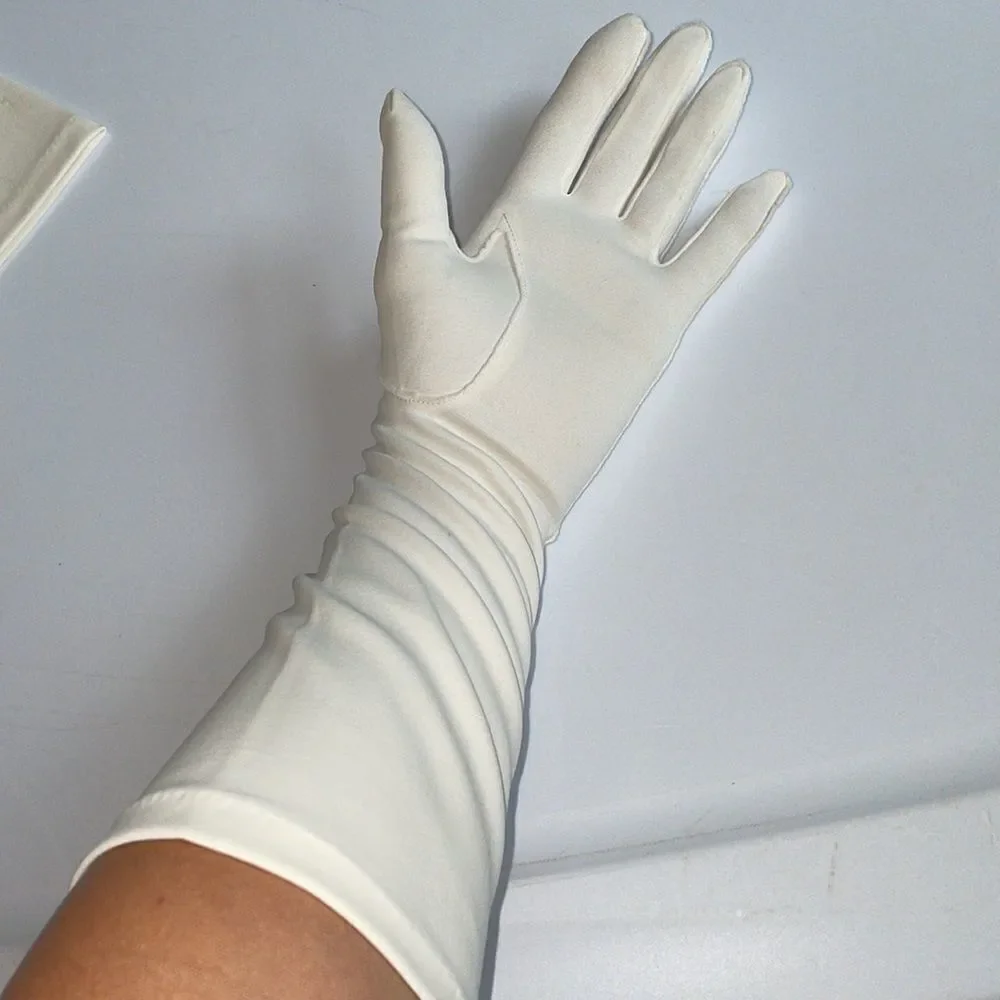 ‎Vtg Van Raalte white long nylon gloves